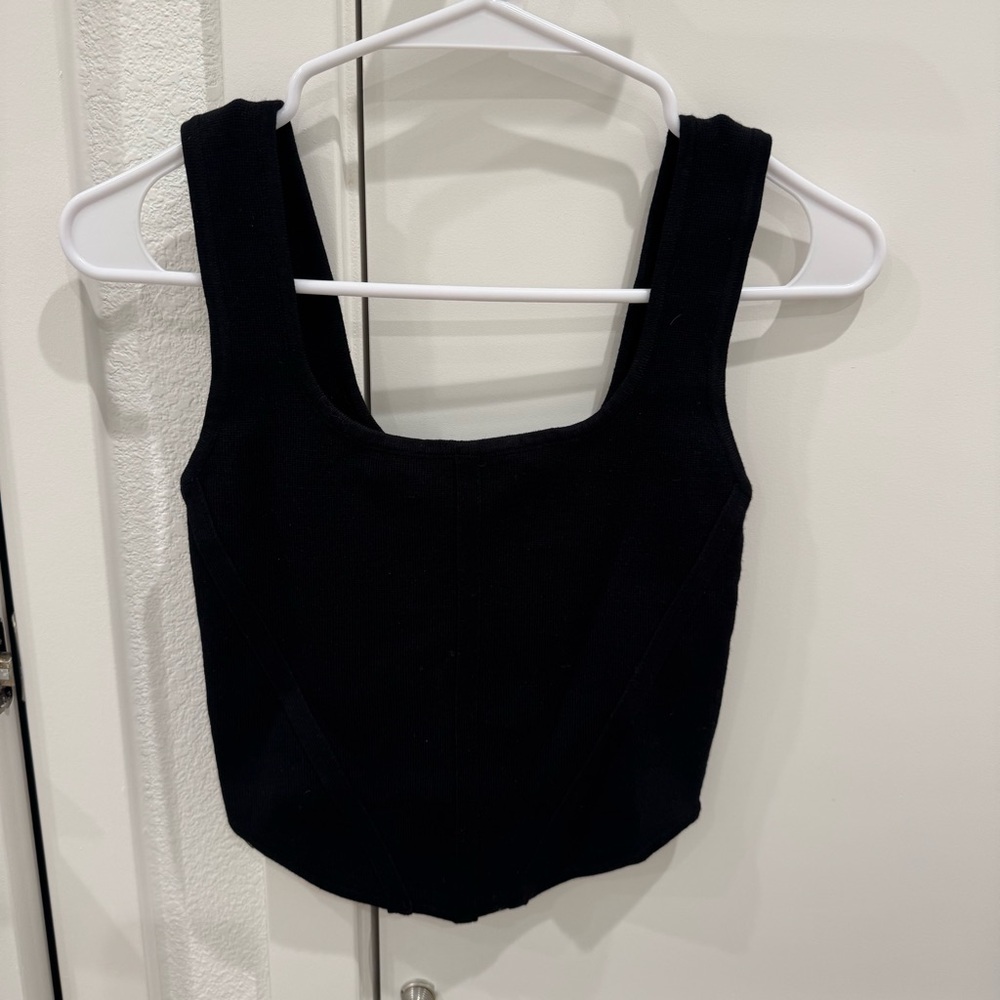 House of Harlow XS Black Knit Sleeveless Cropped Top